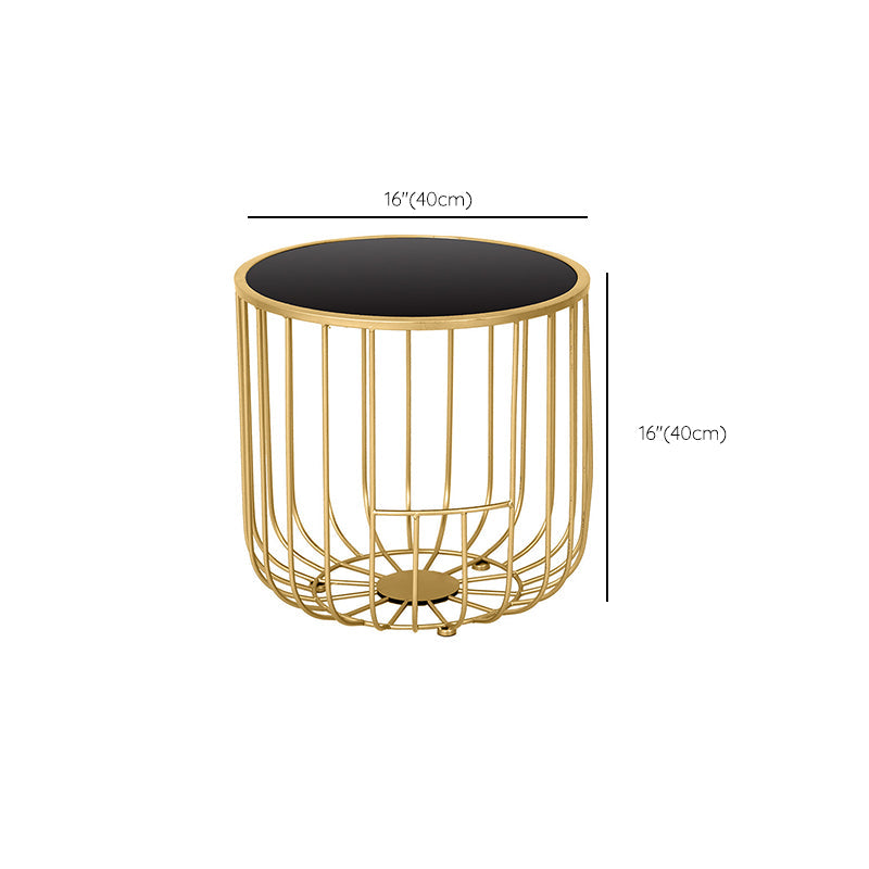 Contemporary Round Top Cocktail Table with Frame Base in Iron Clearhalo 'Coffee & Accent Tables' 'Coffee Tables' 'coffee_tables' 'furn' 'furn_coffee_tables' 'Furniture' 'Living Room Furniture' 6434510