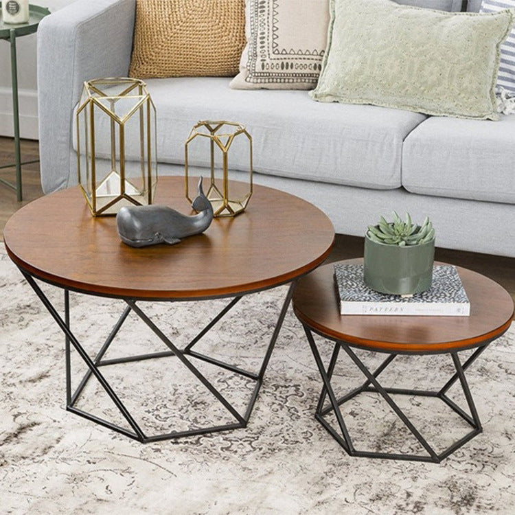 Modern Round Wood Frame Coffee Table Brown Finish Cocktail Table Clearhalo 'Coffee & Accent Tables' 'Coffee Tables' 'coffee_tables' 'furn' 'furn_coffee_tables' 'Furniture' 'Living Room Furniture' 6434512