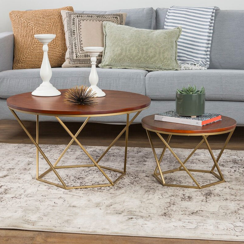 Modern Round Wood Frame Coffee Table Brown Finish Cocktail Table Clearhalo 'Coffee & Accent Tables' 'Coffee Tables' 'coffee_tables' 'furn' 'furn_coffee_tables' 'Furniture' 'Living Room Furniture' 6434514
