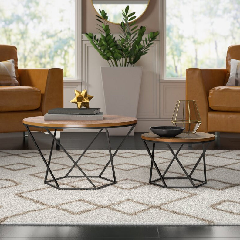 Modern Round Wood Frame Coffee Table Brown Finish Cocktail Table Clearhalo 'Coffee & Accent Tables' 'Coffee Tables' 'coffee_tables' 'furn' 'furn_coffee_tables' 'Furniture' 'Living Room Furniture' 6434515