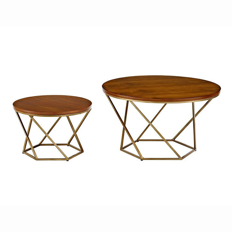 Modern Round Wood Frame Coffee Table Brown Finish Cocktail Table Clearhalo 'Coffee & Accent Tables' 'Coffee Tables' 'coffee_tables' 'furn' 'furn_coffee_tables' 'Furniture' 'Living Room Furniture' 6434516