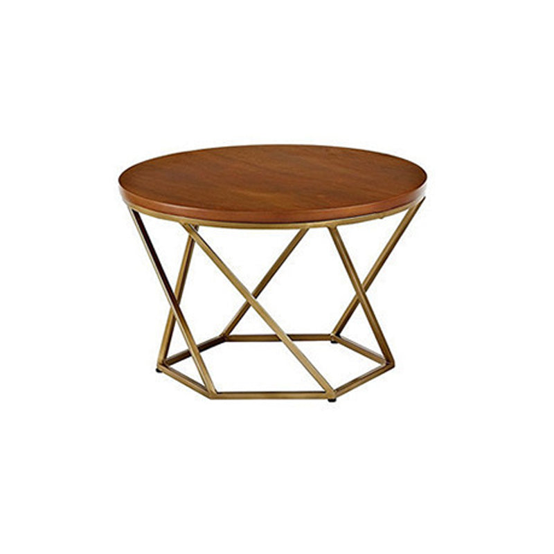 Modern Round Wood Frame Coffee Table Brown Finish Cocktail Table 18"L x 18"W x 16"H Gold Clearhalo 'Coffee & Accent Tables' 'Coffee Tables' 'coffee_tables' 'furn' 'furn_coffee_tables' 'Furniture' 'Living Room Furniture' 6434524