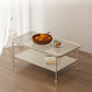 4 Legs Cocktail Table Glass Rectangular Coffee Table with Shelf White Clearhalo 'Coffee & Accent Tables' 'Coffee Tables' 'coffee_tables' 'furn' 'furn_coffee_tables' 'Furniture' 'Living Room Furniture' 6434544