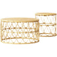 Table basse ronde contemporaine de 17,7"/19,6" en rotin tambour table de cocktail