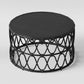 Table basse ronde contemporaine de 17,7"/19,6" en rotin tambour table de cocktail