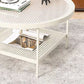 Table de cocktail ronde en verre, table basse en fer à 4 pieds avec étagère