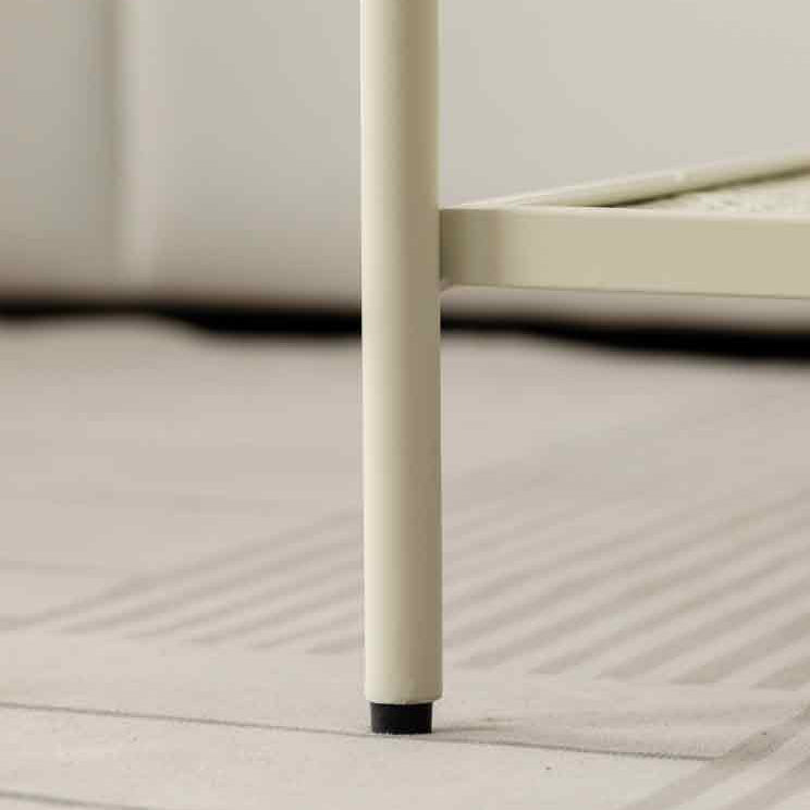 Table de cocktail ronde en verre, table basse en fer à 4 pieds avec étagère
