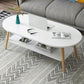 Contemporary Wooden Oval Coffee Table with 4 Legs and 1 Shelf White Clearhalo 'Coffee & Accent Tables' 'Coffee Tables' 'coffee_tables' 'furn' 'furn_coffee_tables' 'Furniture' 'Living Room Furniture' 6434605