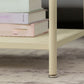 Table basse rectangulaire en verre de 15,75 po, table de cocktail à 4 pieds en fer avec étagère