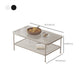 Table basse rectangulaire en verre de 15,75 po, table de cocktail à 4 pieds en fer avec étagère