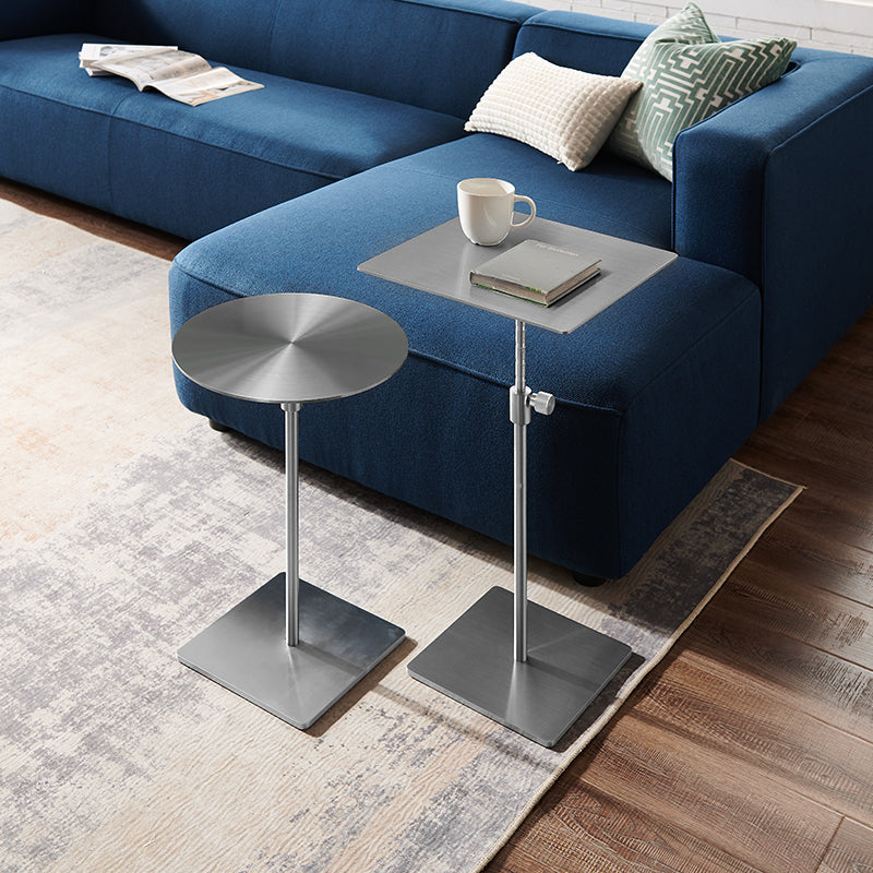 Stainless Steel Pedestal Cocktail Table Round/ Square Top Coffee Table Clearhalo 'Coffee & Accent Tables' 'Coffee Tables' 'coffee_tables' 'furn' 'furn_coffee_tables' 'Furniture' 'Living Room Furniture' 6434631