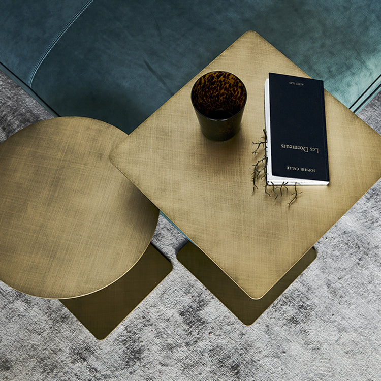 Stainless Steel Pedestal Cocktail Table Round/ Square Top Coffee Table Clearhalo 'Coffee & Accent Tables' 'Coffee Tables' 'coffee_tables' 'furn' 'furn_coffee_tables' 'Furniture' 'Living Room Furniture' 6434635