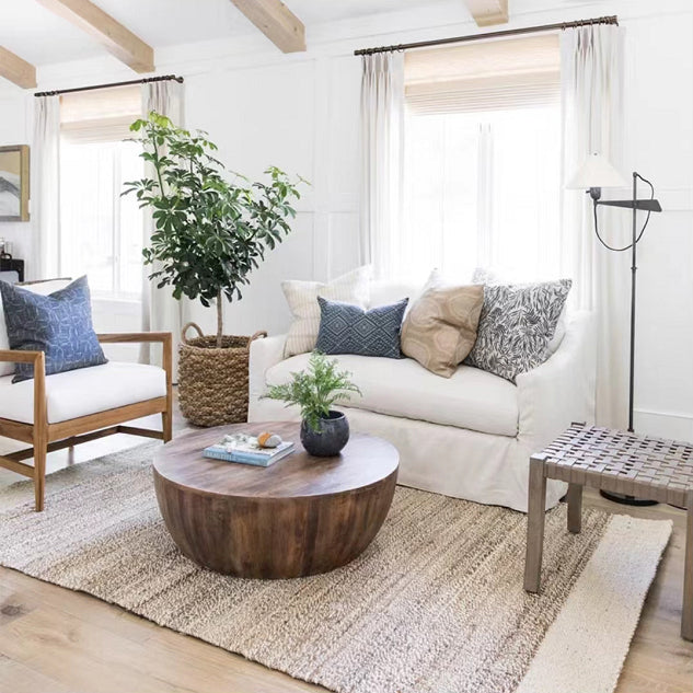 Distressed Wood Coffee Table Scandinavian 14.96" H 1 Single Cocktail Table