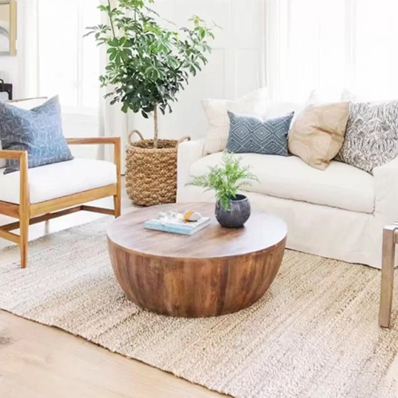 Distressed Wood Coffee Table Scandinavian 14.96" H 1 Single Cocktail Table