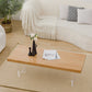Table basse scandinave avec plateau en bois massif et base en acrylique