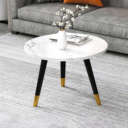 Contemporary Round Coffee Table with 3 Metal Legs and Wooden Top 20"L x 20"W x 16"H Clearhalo 'Coffee & Accent Tables' 'Coffee Tables' 'coffee_tables' 'furn' 'furn_coffee_tables' 'Furniture' 'Living Room Furniture' 6434718