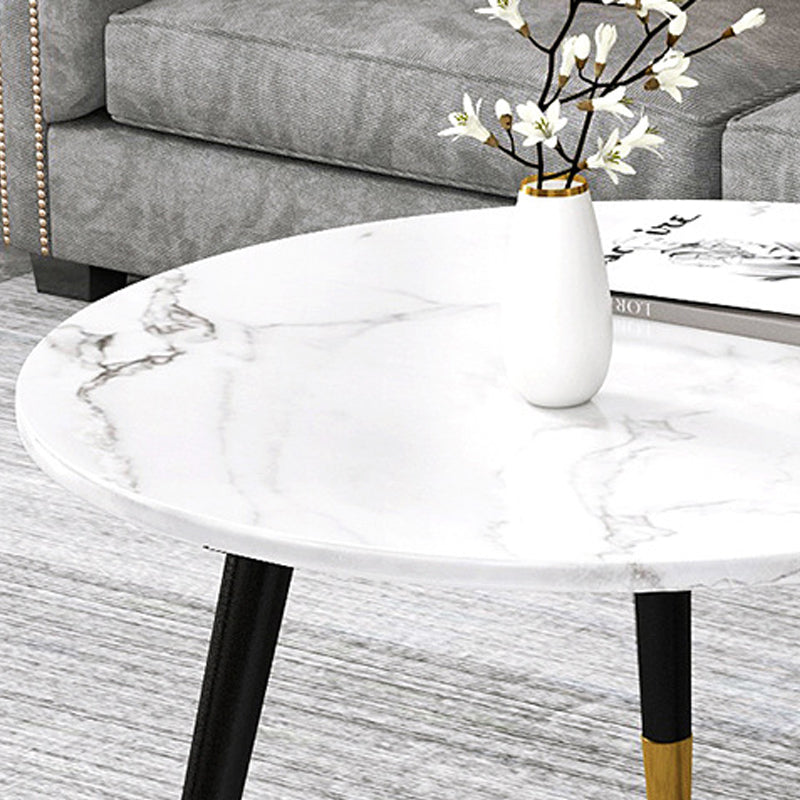 Contemporary Round Coffee Table with 3 Metal Legs and Wooden Top Clearhalo 'Coffee & Accent Tables' 'Coffee Tables' 'coffee_tables' 'furn' 'furn_coffee_tables' 'Furniture' 'Living Room Furniture' 6434723