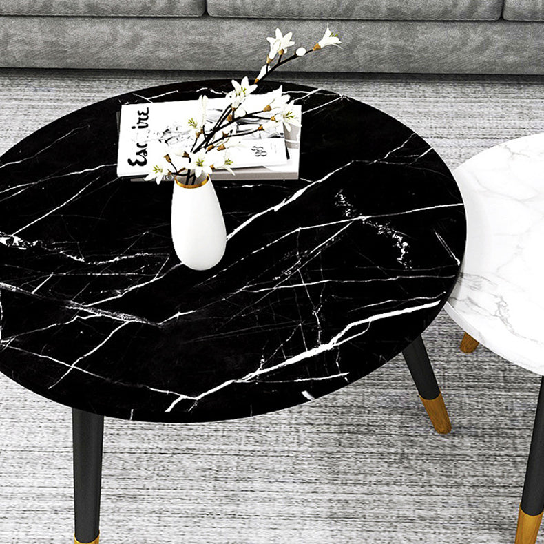 Contemporary Round Coffee Table with 3 Metal Legs and Wooden Top Clearhalo 'Coffee & Accent Tables' 'Coffee Tables' 'coffee_tables' 'furn' 'furn_coffee_tables' 'Furniture' 'Living Room Furniture' 6434724