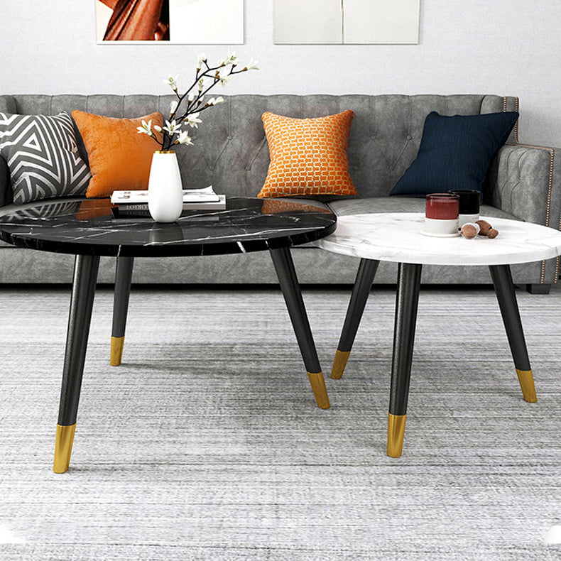 Contemporary Round Coffee Table with 3 Metal Legs and Wooden Top Clearhalo 'Coffee & Accent Tables' 'Coffee Tables' 'coffee_tables' 'furn' 'furn_coffee_tables' 'Furniture' 'Living Room Furniture' 6434726