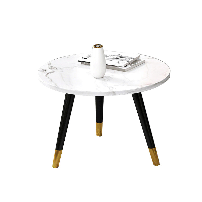 Contemporary Round Coffee Table with 3 Metal Legs and Wooden Top Clearhalo 'Coffee & Accent Tables' 'Coffee Tables' 'coffee_tables' 'furn' 'furn_coffee_tables' 'Furniture' 'Living Room Furniture' 6434727