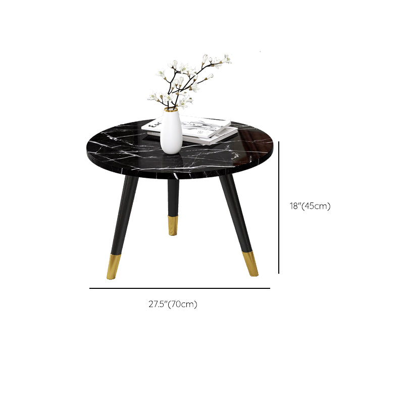 Contemporary Round Coffee Table with 3 Metal Legs and Wooden Top Clearhalo 'Coffee & Accent Tables' 'Coffee Tables' 'coffee_tables' 'furn' 'furn_coffee_tables' 'Furniture' 'Living Room Furniture' 6434729