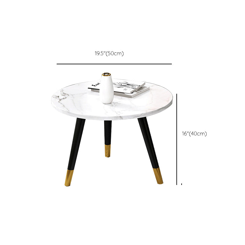 Contemporary Round Coffee Table with 3 Metal Legs and Wooden Top Clearhalo 'Coffee & Accent Tables' 'Coffee Tables' 'coffee_tables' 'furn' 'furn_coffee_tables' 'Furniture' 'Living Room Furniture' 6434730