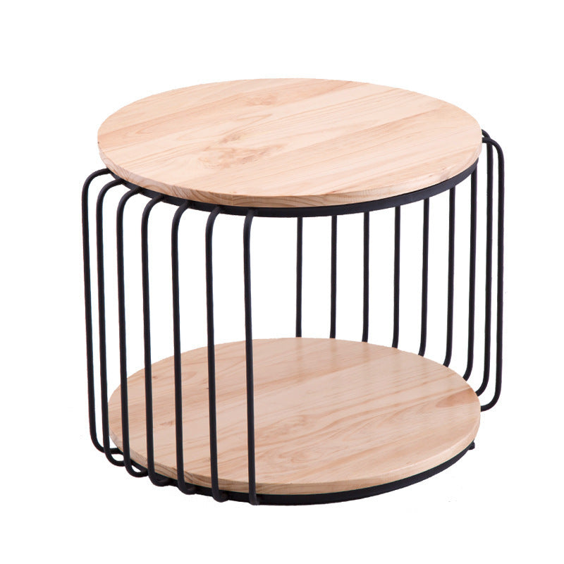 Nordic Solid Wood Round Coffee Cocktail Table with Floor Shelf 23.6"L x 23.6"W x 20"H Clearhalo 'Coffee & Accent Tables' 'Coffee Tables' 'coffee_tables' 'furn' 'furn_coffee_tables' 'Furniture' 'Living Room Furniture' 6434732