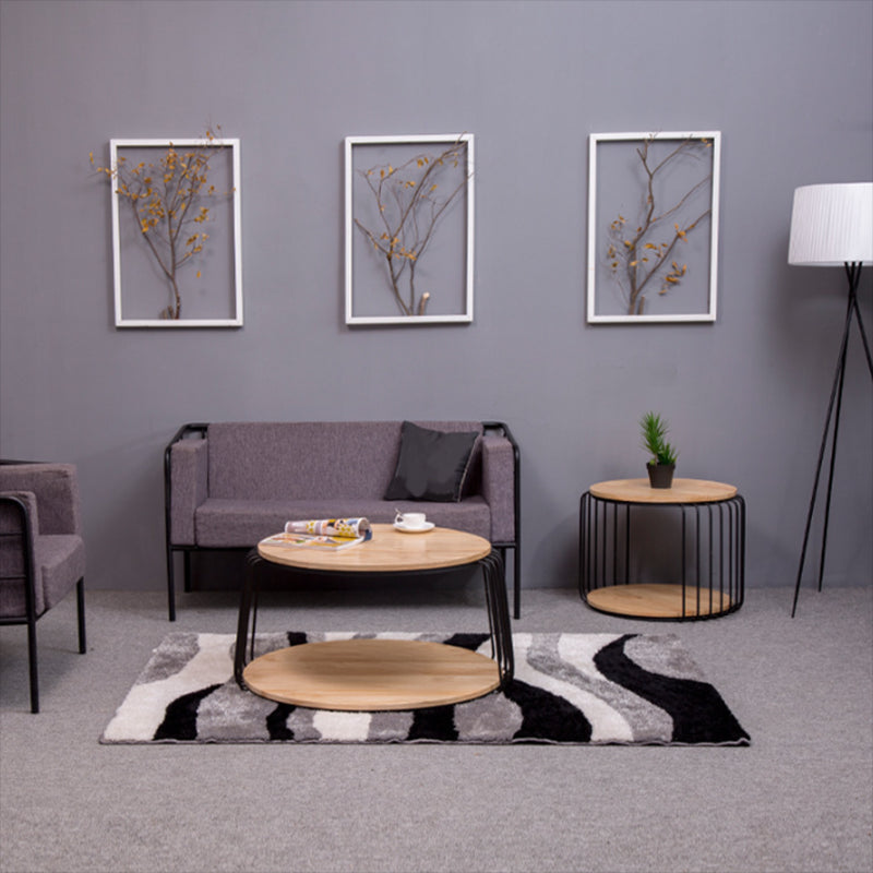 Nordic Solid Wood Round Coffee Cocktail Table with Floor Shelf Clearhalo 'Coffee & Accent Tables' 'Coffee Tables' 'coffee_tables' 'furn' 'furn_coffee_tables' 'Furniture' 'Living Room Furniture' 6434734