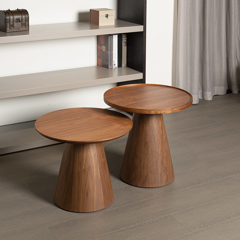 Round Solid Wood Coffee Table Pedestal Coffee Cocktail Table