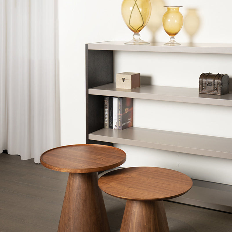 Round Solid Wood Coffee Table Pedestal Coffee Cocktail Table