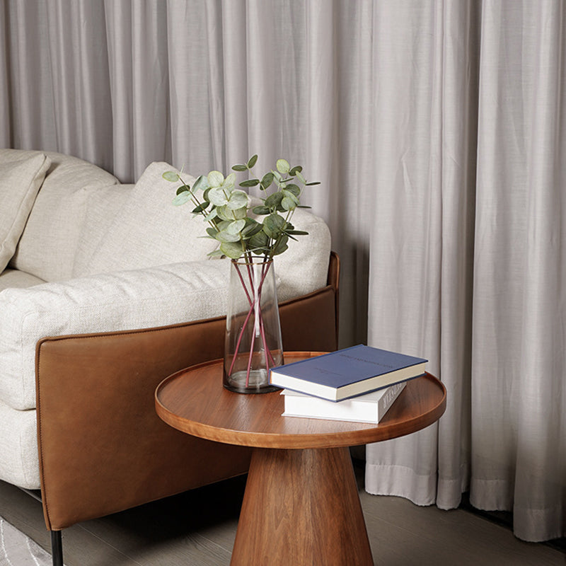 Round Solid Wood Coffee Table Pedestal Coffee Cocktail Table