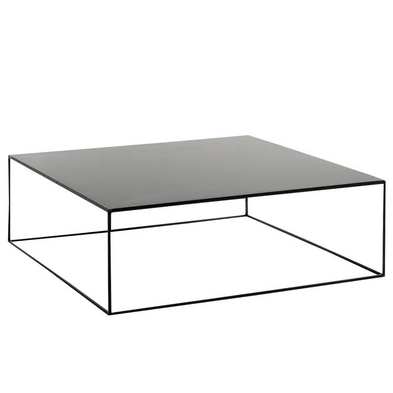 Iron Square Coffee Table with Frame Base Mid-Century Modern Cocktail Table