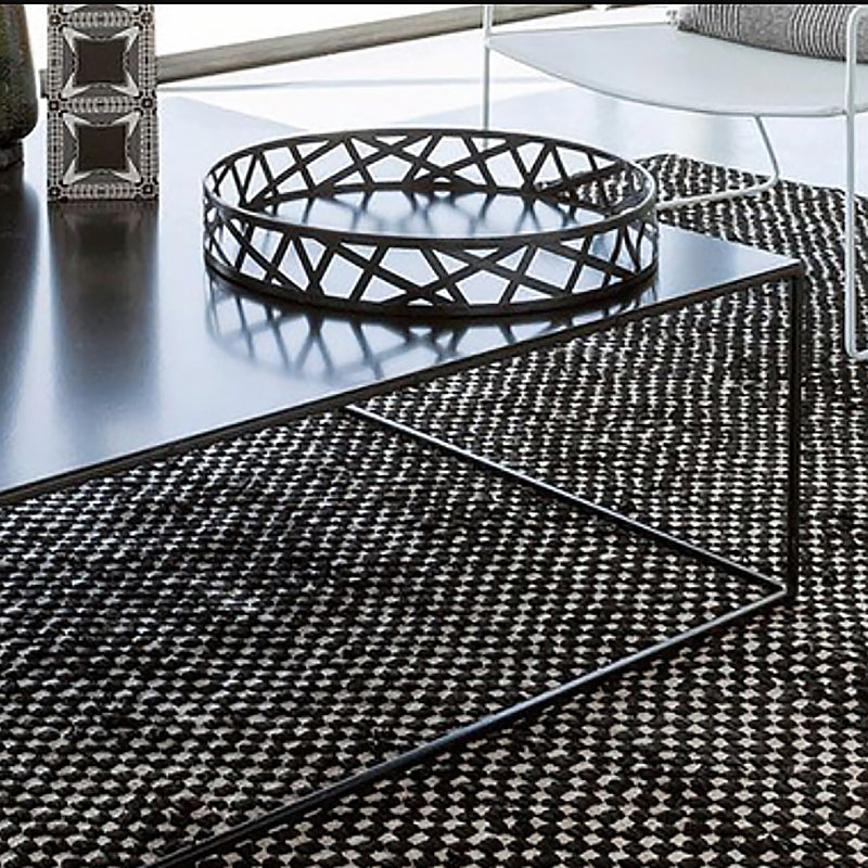 Iron Square Coffee Table with Frame Base Mid-Century Modern Cocktail Table