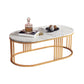Glam Oval Coffee Table with Marble Top and Iron Frame Base 1 Piece Clearhalo 'Coffee & Accent Tables' 'Coffee Tables' 'coffee_tables' 'furn' 'furn_coffee_tables' 'Furniture' 'Living Room Furniture' 6434793