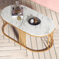 Glam Oval Coffee Table with Marble Top and Iron Frame Base 1 Piece Clearhalo 'Coffee & Accent Tables' 'Coffee Tables' 'coffee_tables' 'furn' 'furn_coffee_tables' 'Furniture' 'Living Room Furniture' 6434798