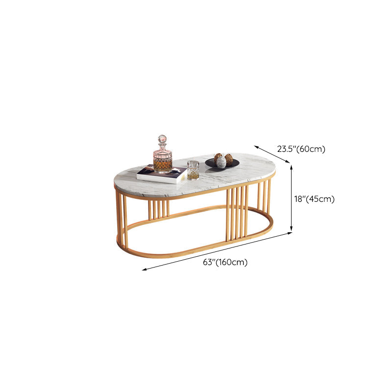 Glam Oval Coffee Table with Marble Top and Iron Frame Base 1 Piece Clearhalo 'Coffee & Accent Tables' 'Coffee Tables' 'coffee_tables' 'furn' 'furn_coffee_tables' 'Furniture' 'Living Room Furniture' 6434801