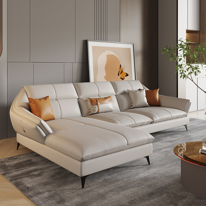 Divano scandinavo sezionale cuscinetti in pelle bianca sezionale