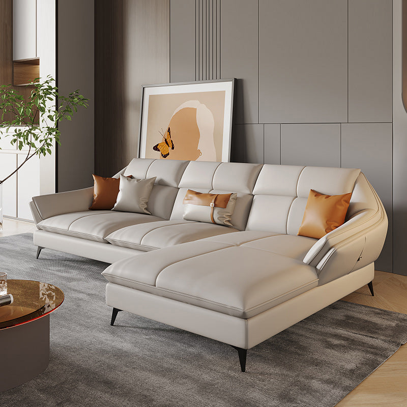 Divano scandinavo sezionale cuscinetti in pelle bianca sezionale