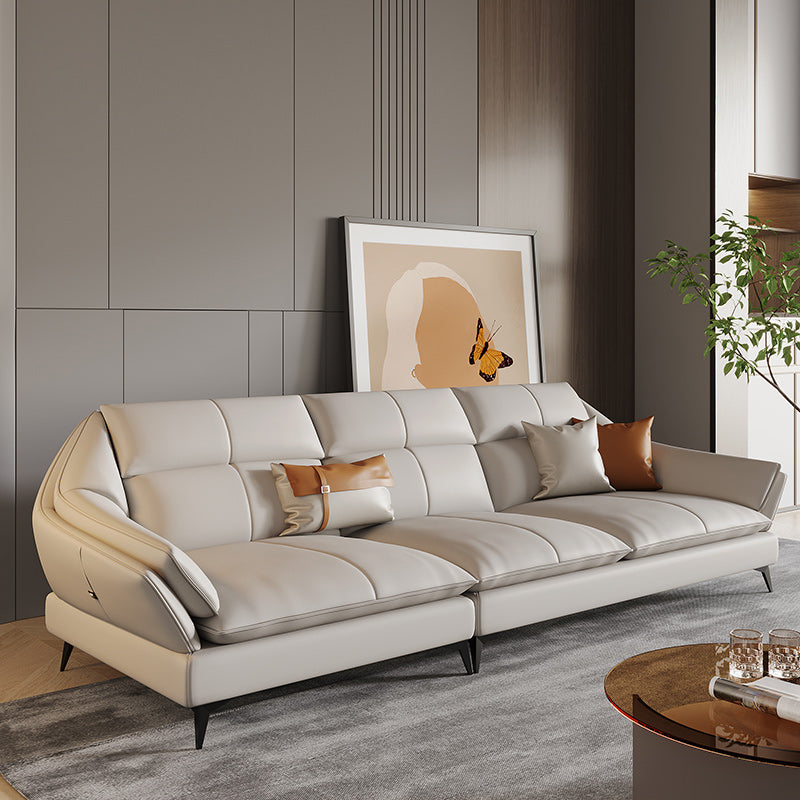 Divano scandinavo sezionale cuscinetti in pelle bianca sezionale