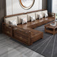 Contemporary Sectional Sofa Walnut Wood Sectional with Pillows