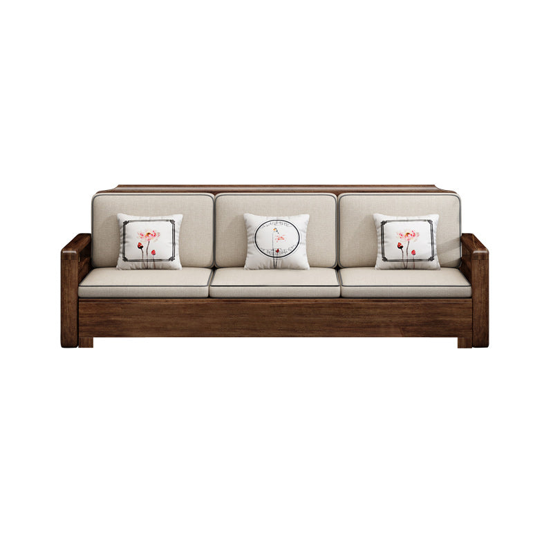 Contemporary Sectional Sofa Walnut Wood Sectional with Pillows