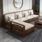 Contemporary Sectional Sofa Walnut Wood Sectional with Pillows