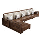 Contemporary Sectional Sofa Walnut Wood Sectional with Pillows