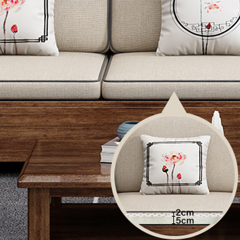 Contemporary Sectional Sofa Walnut Wood Sectional with Pillows