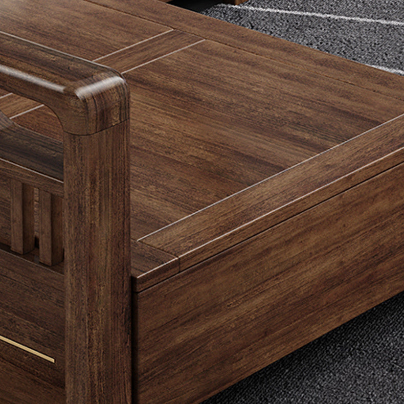 Contemporary Sectional Sofa Walnut Wood Sectional with Pillows