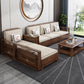 Contemporary Sectional Sofa Walnut Wood Sectional with Pillows