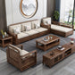 Contemporary Sectional Sofa Walnut Wood Sectional with Pillows