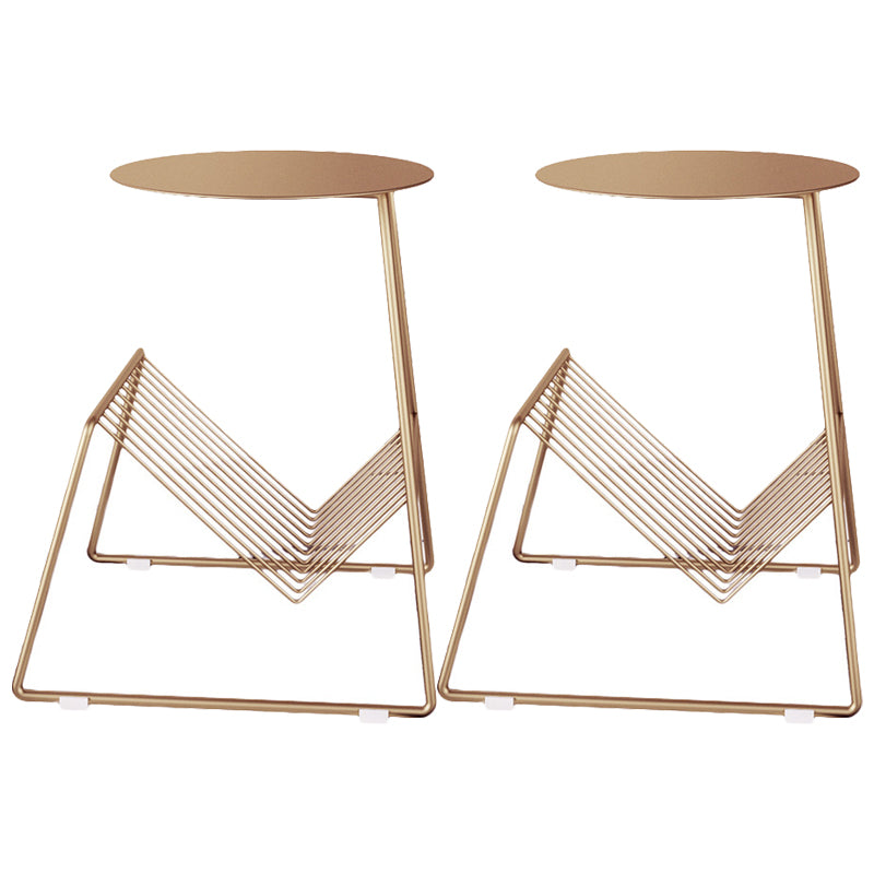 Metallic Frame End Table with Storage Round Accent Side Table Gold 2 Clearhalo 'Coffee & Accent Tables' 'End & Side Tables' 'end_side_tables' 'furn' 'furn_end_side_tables' 'Furniture' 'Living Room Furniture' 6434973