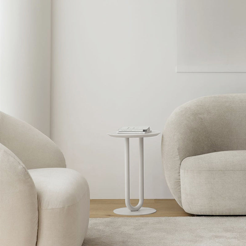 メタリック台座のサイドテーブルミッドセンチュリーモダンサイドエンドテーブル