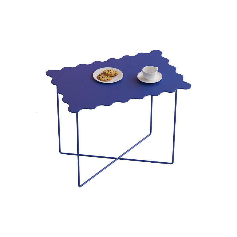 19.68 "背の高いクロス脚エンドテーブルメタリックブルーのアクセントサイドテーブル